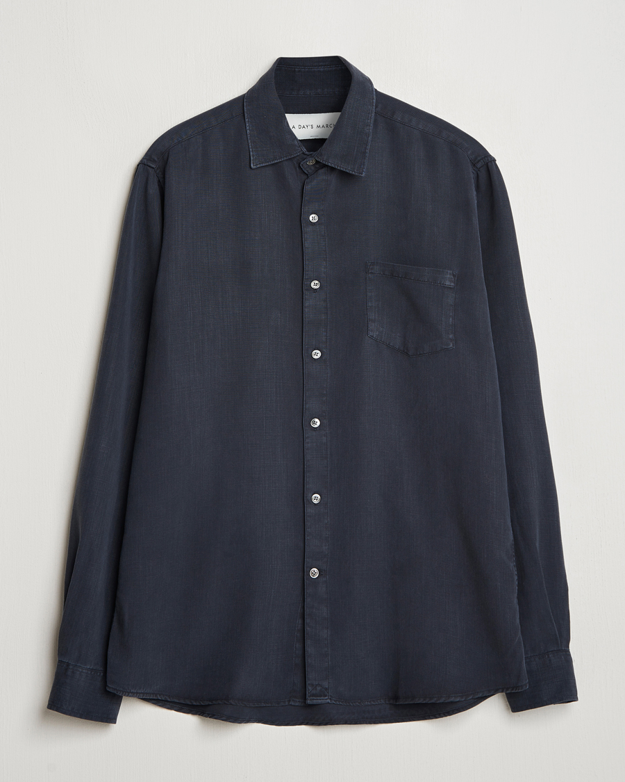 A Day's March Daintree Lyocell Shirt Navy at CareOfCarl.com