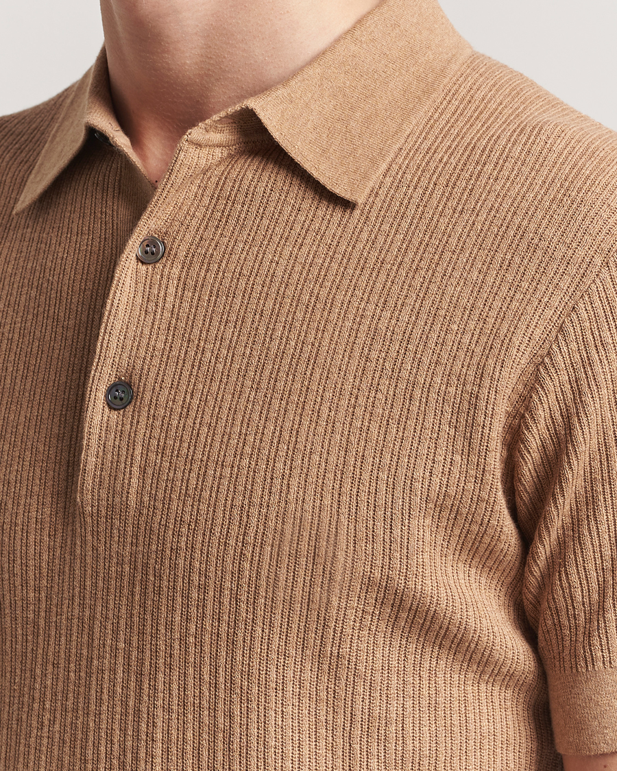 A Day's March Aspen Structure Short Sleeve Polo Camel at