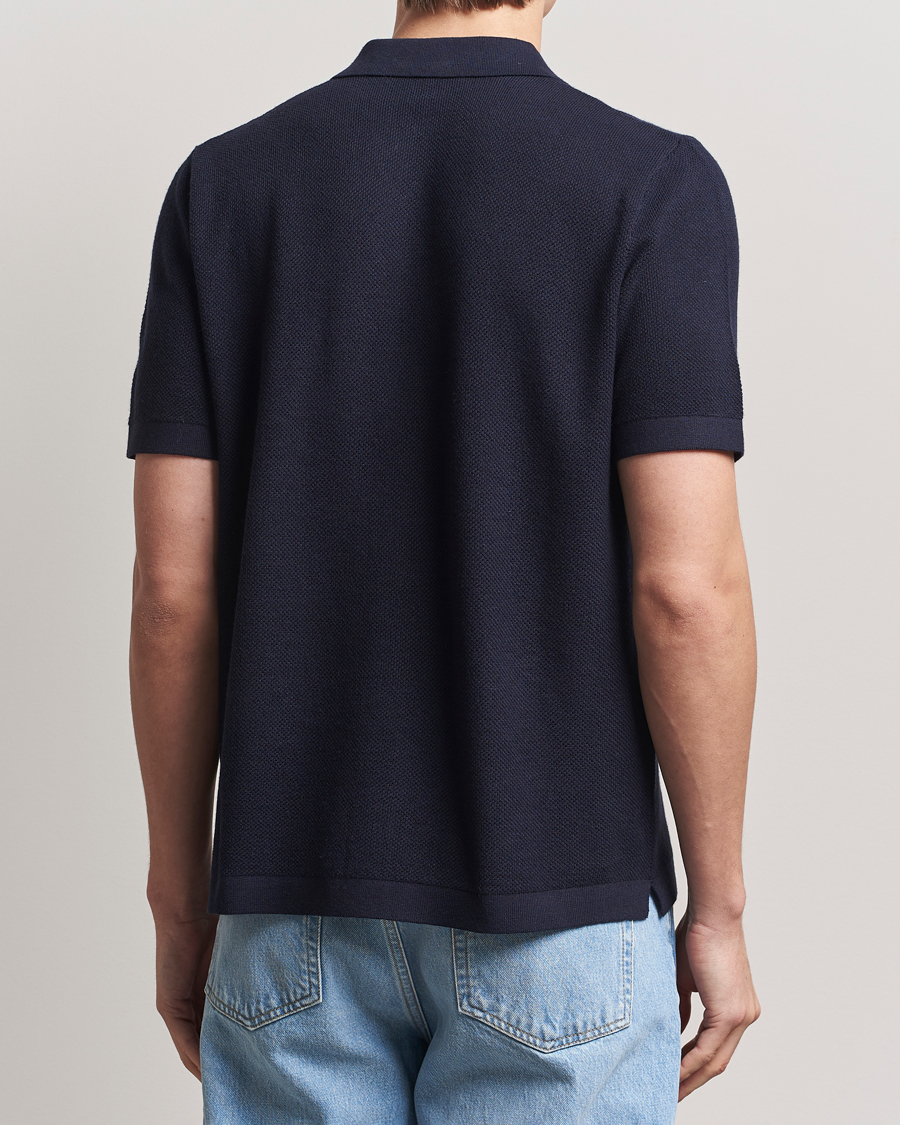 Men | Sweaters & Knitwear | A Day's March | Yamu Structure Short Sleeve Navy