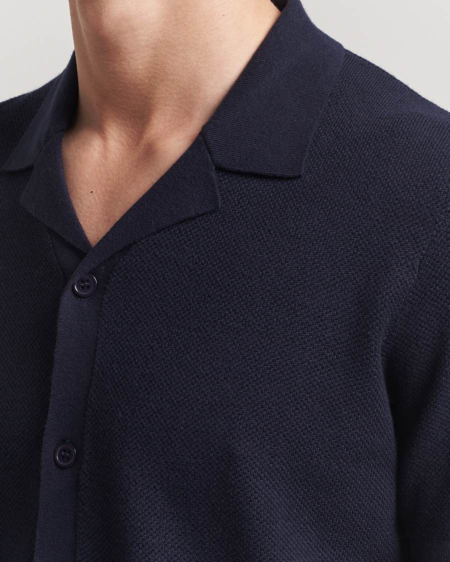 Men | Sweaters & Knitwear | A Day's March | Yamu Structure Short Sleeve Navy