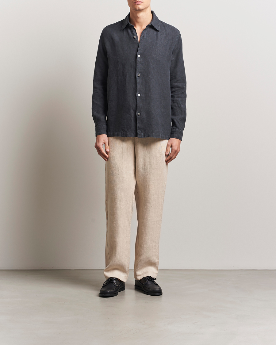 Men | Trousers | A Day's March | Tamiat Drawstring Linen Trousers Oyster