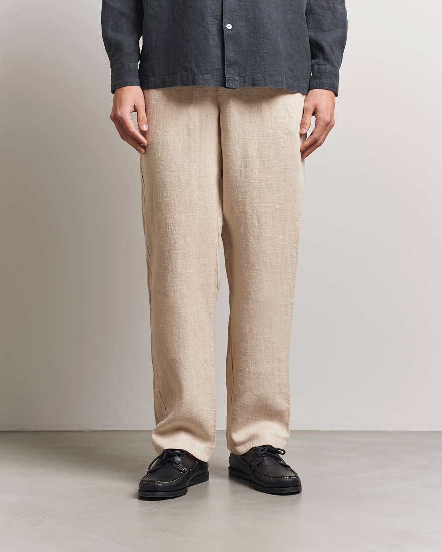 A Day's March Tamiat Drawstring Linen Trousers Oyster at