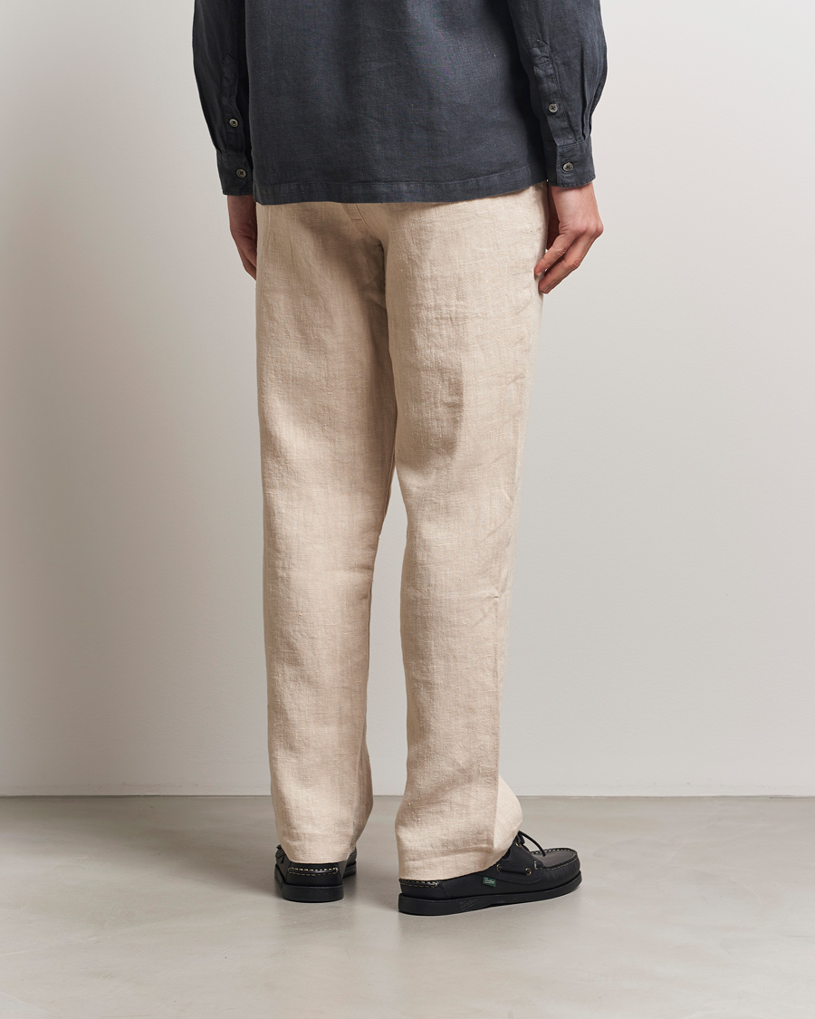 Men | Trousers | A Day's March | Tamiat Drawstring Linen Trousers Oyster