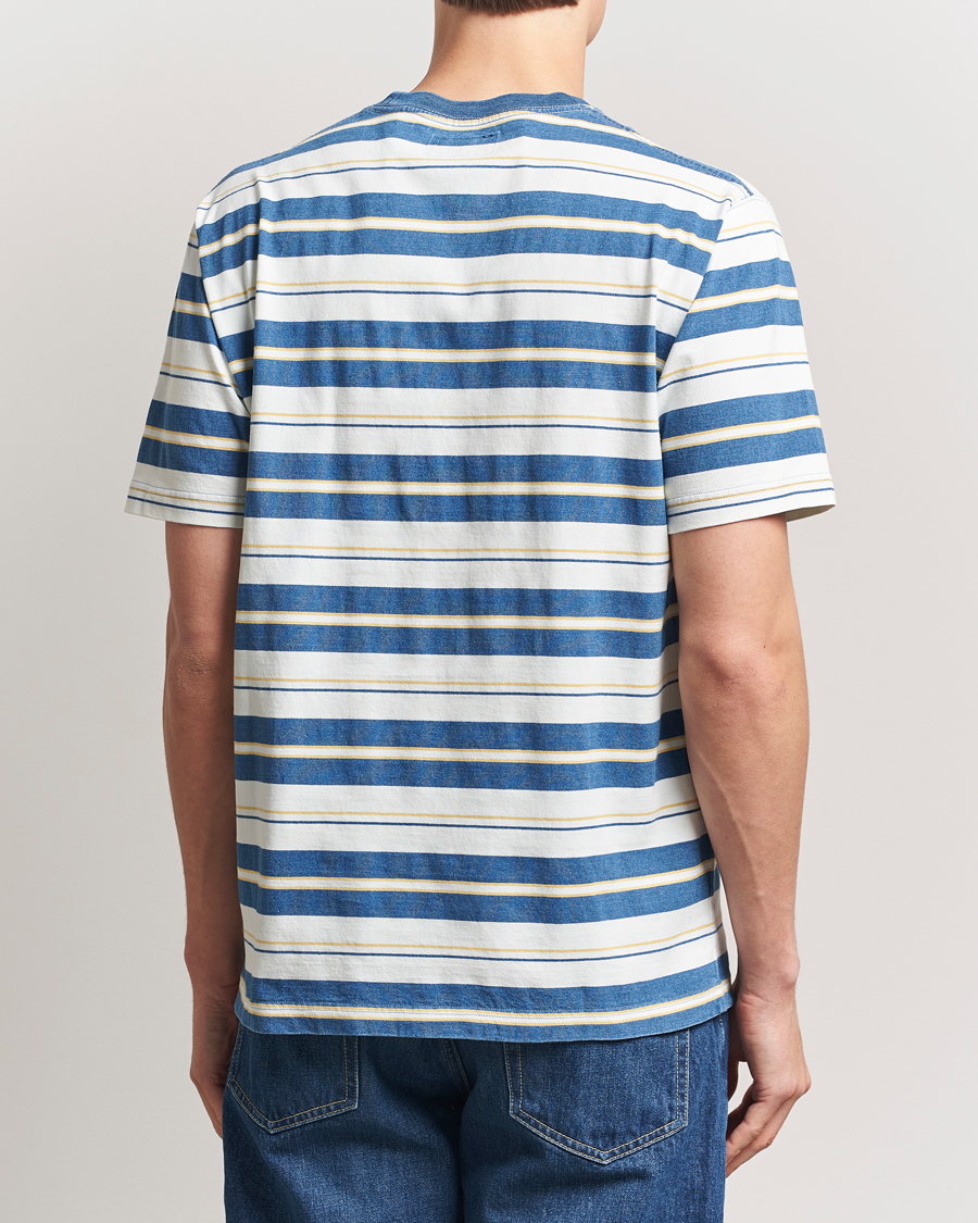 Men | T-Shirts | BEAMS PLUS | Short Sleeve T-Shirt Blue Indigo Stripe