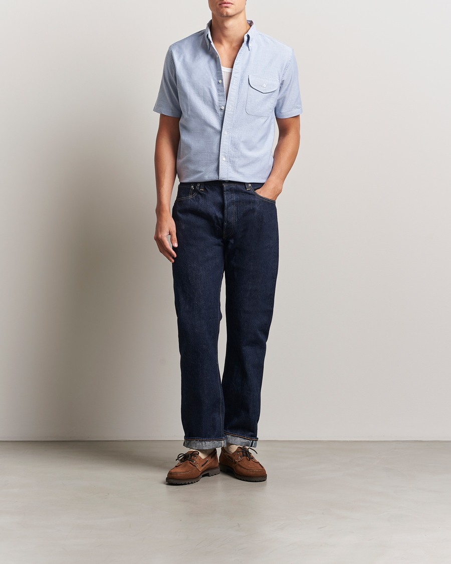 Men | Shirts | BEAMS PLUS | Short Sleeve Oxford Shirt Light Blue