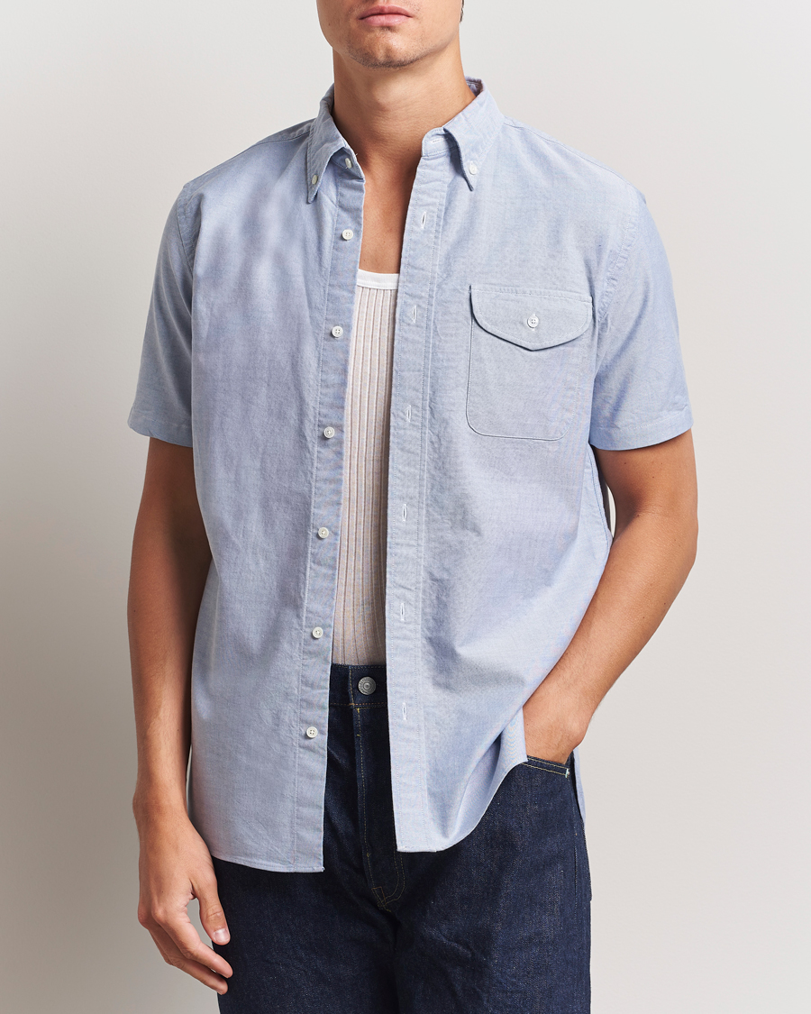 Men | Shirts | BEAMS PLUS | Short Sleeve Oxford Shirt Light Blue