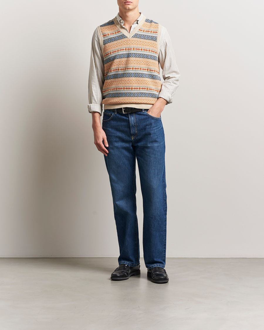 Men | Sweaters & Knitwear | BEAMS PLUS | Fairisle Vest Beige