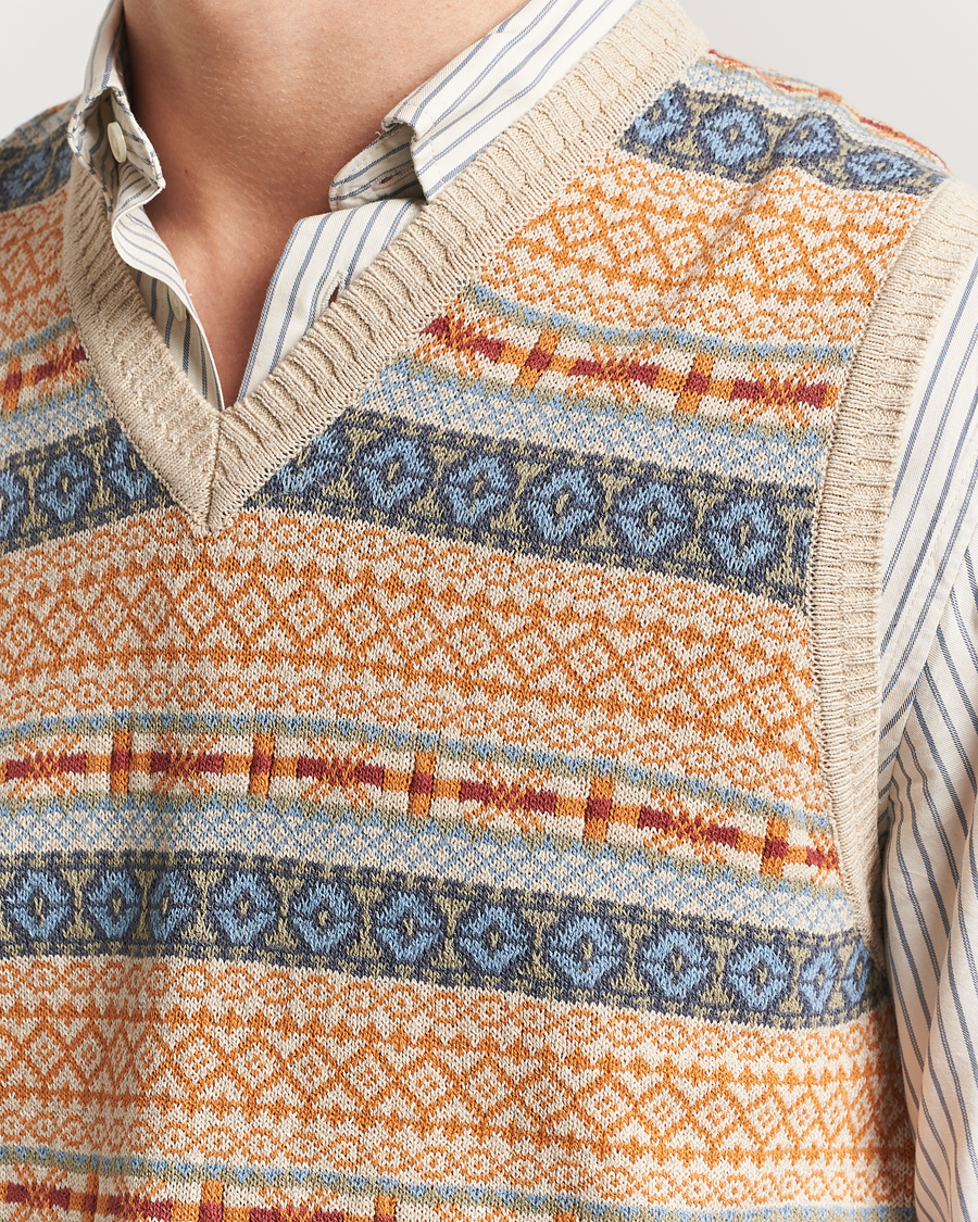 Men | Sweaters & Knitwear | BEAMS PLUS | Fairisle Vest Beige