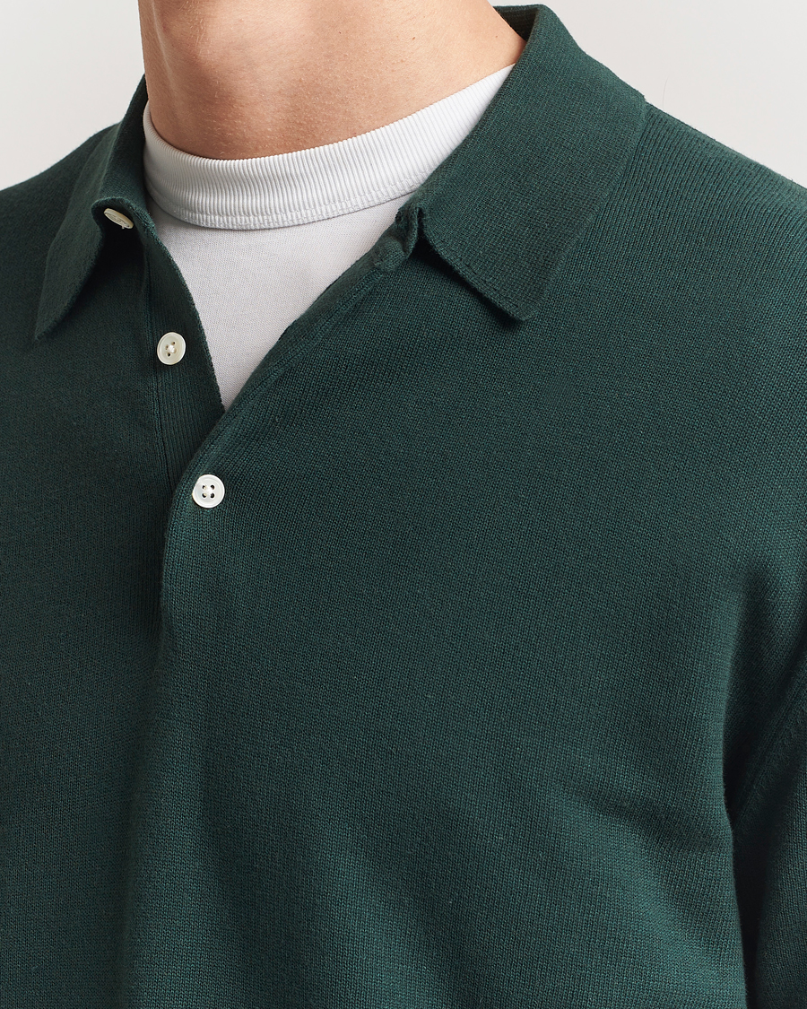 Men | Sweaters & Knitwear | BEAMS PLUS | Long Sleeve 12G Knit Polo Forest Green