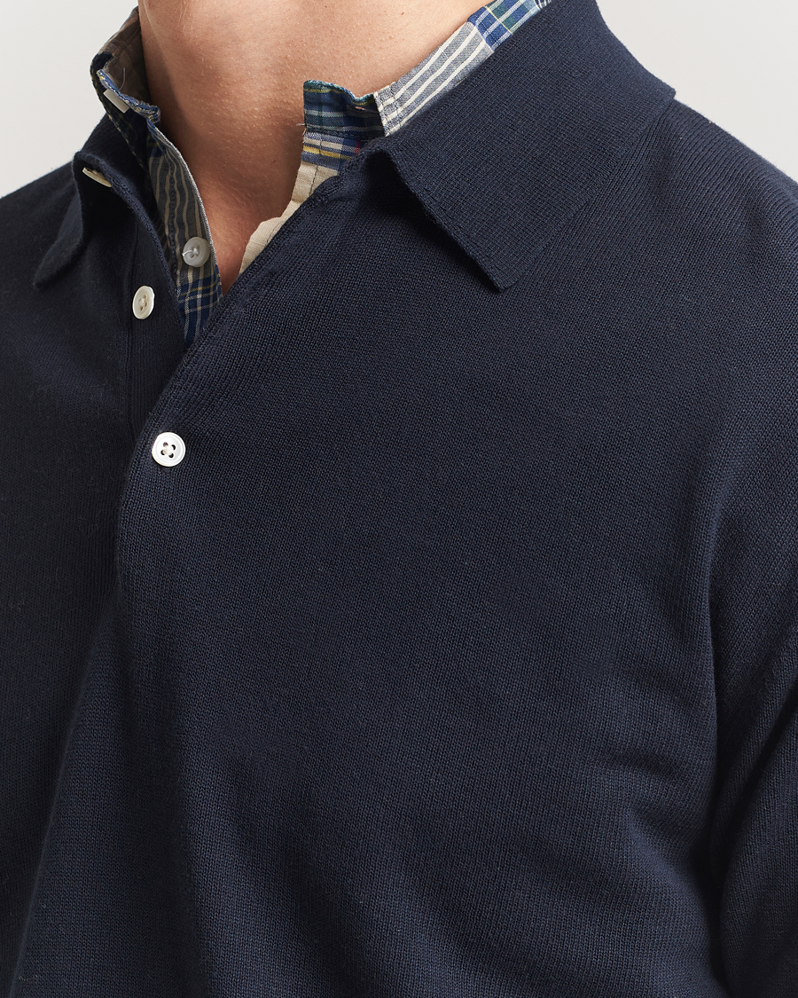 Men | Sweaters & Knitwear | BEAMS PLUS | Long Sleeve 12G Knit Polo Navy