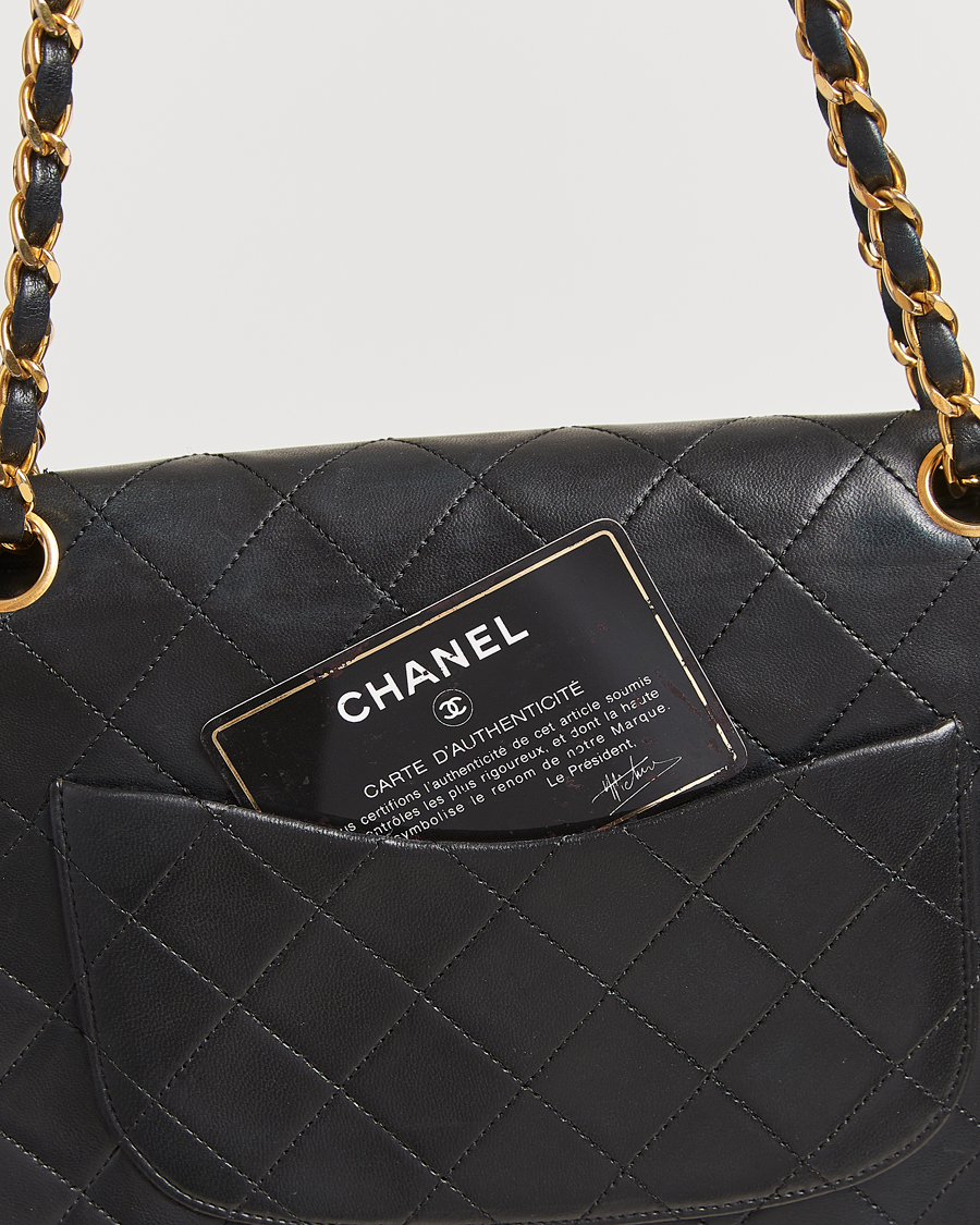 Men | Chanel Pre-Owned Classic Medium Double Flap Bag Lambskin Black | Chanel Pre-Owned | Classic Medium Double Flap Bag Lambskin Black
