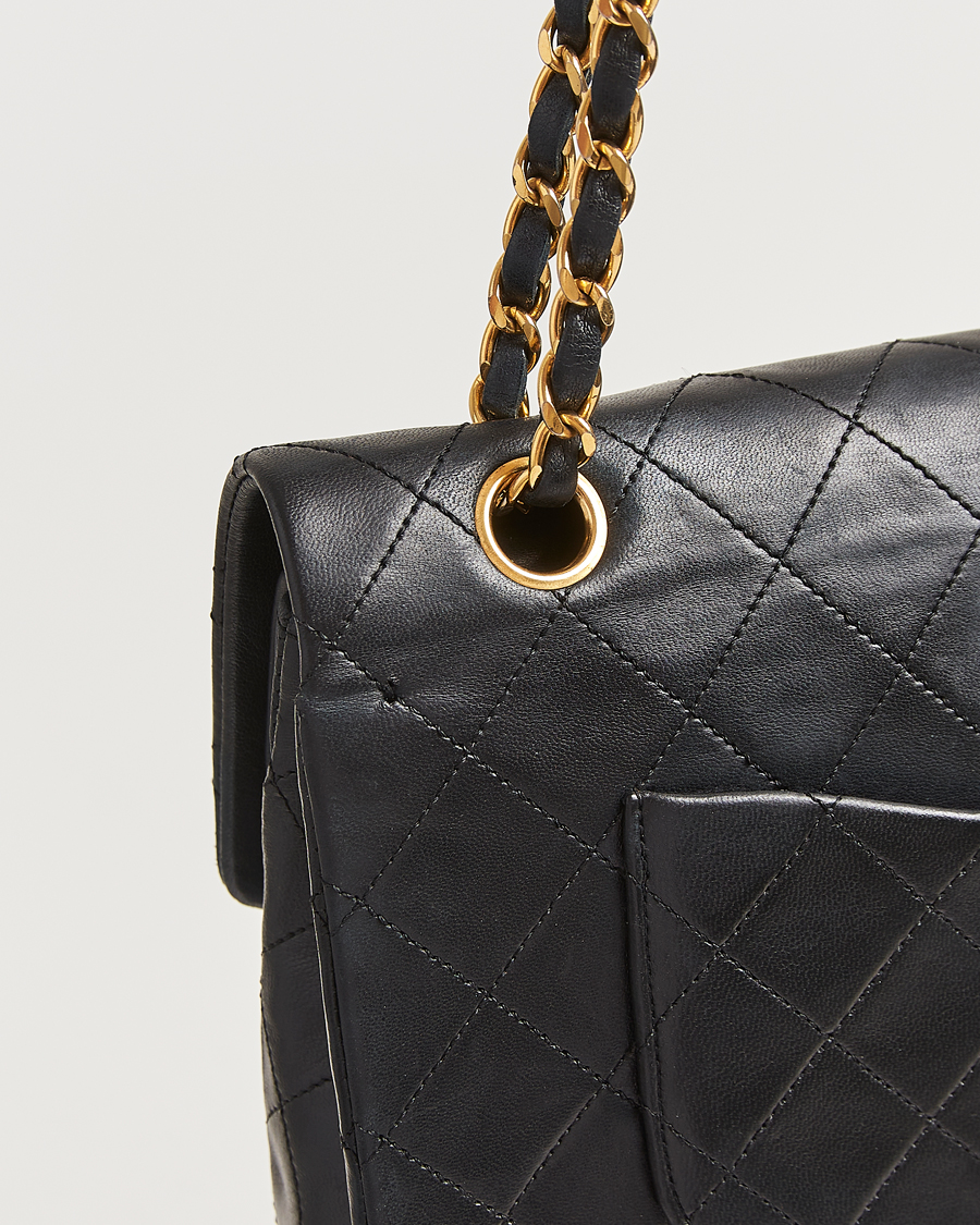 Men | Chanel Pre-Owned Classic Medium Double Flap Bag Lambskin Black | Chanel Pre-Owned | Classic Medium Double Flap Bag Lambskin Black