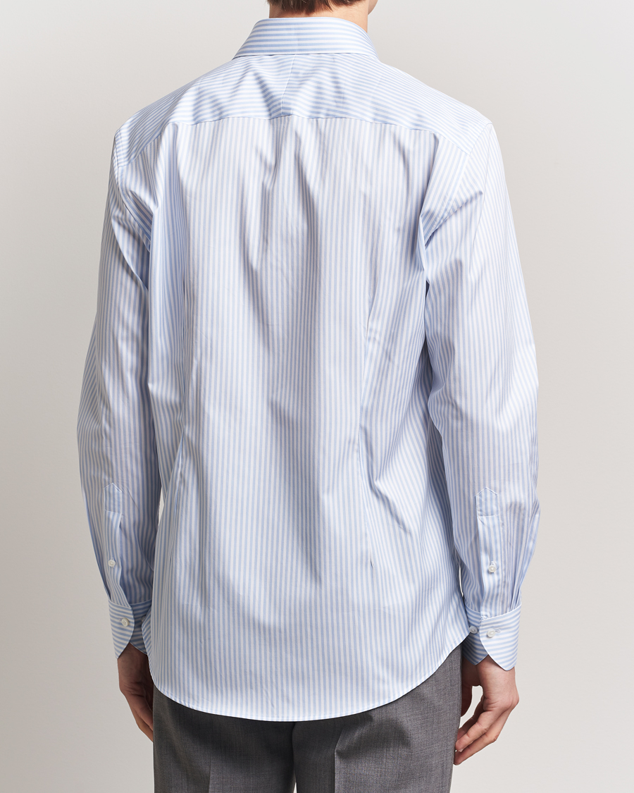 Men | Shirts | Stenströms | 1899 Striped Cotton Twill Shirt Blue/White