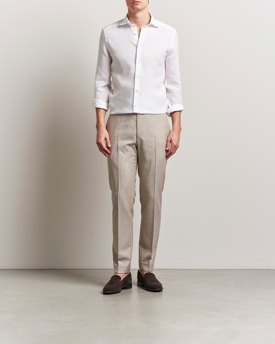 Men | Shirts | Stenströms | 1899 Slim Linen Shirt White