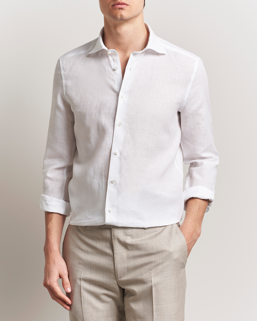 Men | Shirts | Stenströms | 1899 Slim Linen Shirt White