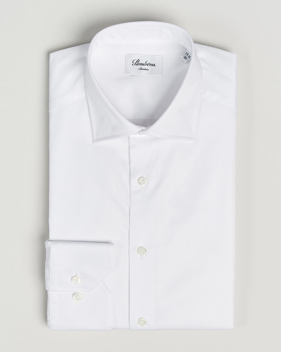 Men | Shirts | Stenströms | Slimline Cotton Twill Cut Away Shirt White