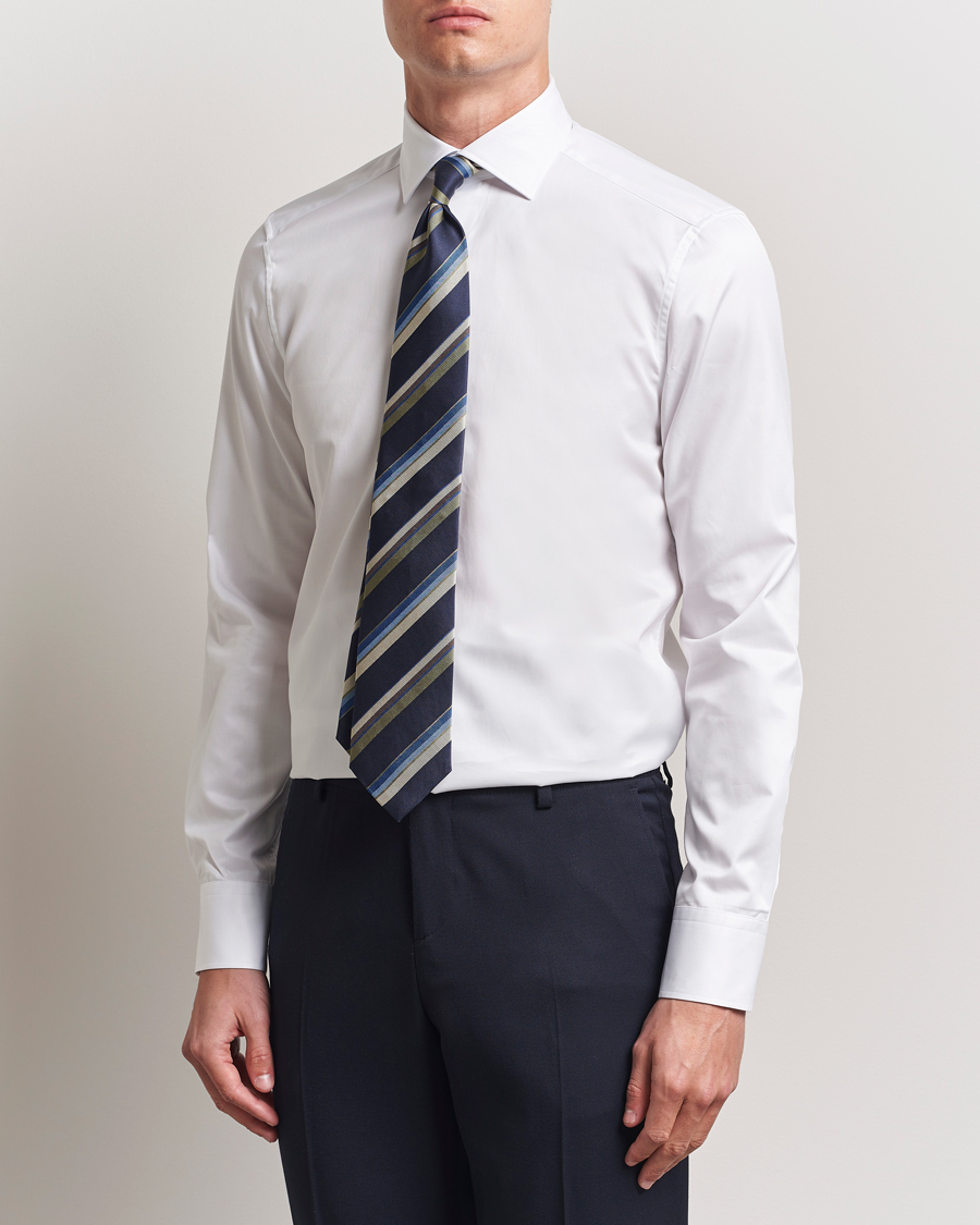 Men | Shirts | Stenströms | Slimline Cotton Twill Cut Away Shirt White