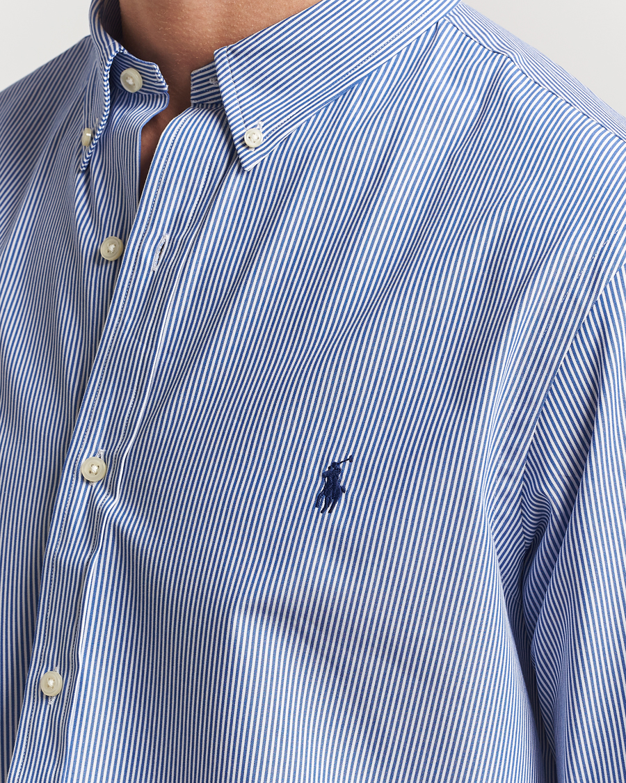 Men | Shirts | Polo Ralph Lauren | Slim Fit Poplin Shirt Blue/White Hairline Stripe