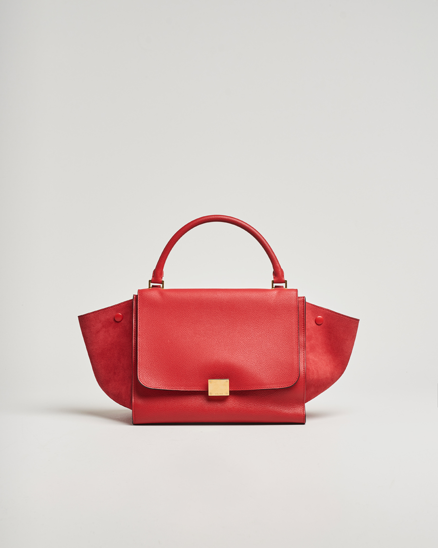 Men | Celine Pre-Owned Trapeze Leather Suede Handbag Red Medium | Celine Pre-Owned | Trapeze Leather Suede Handbag Red Medium