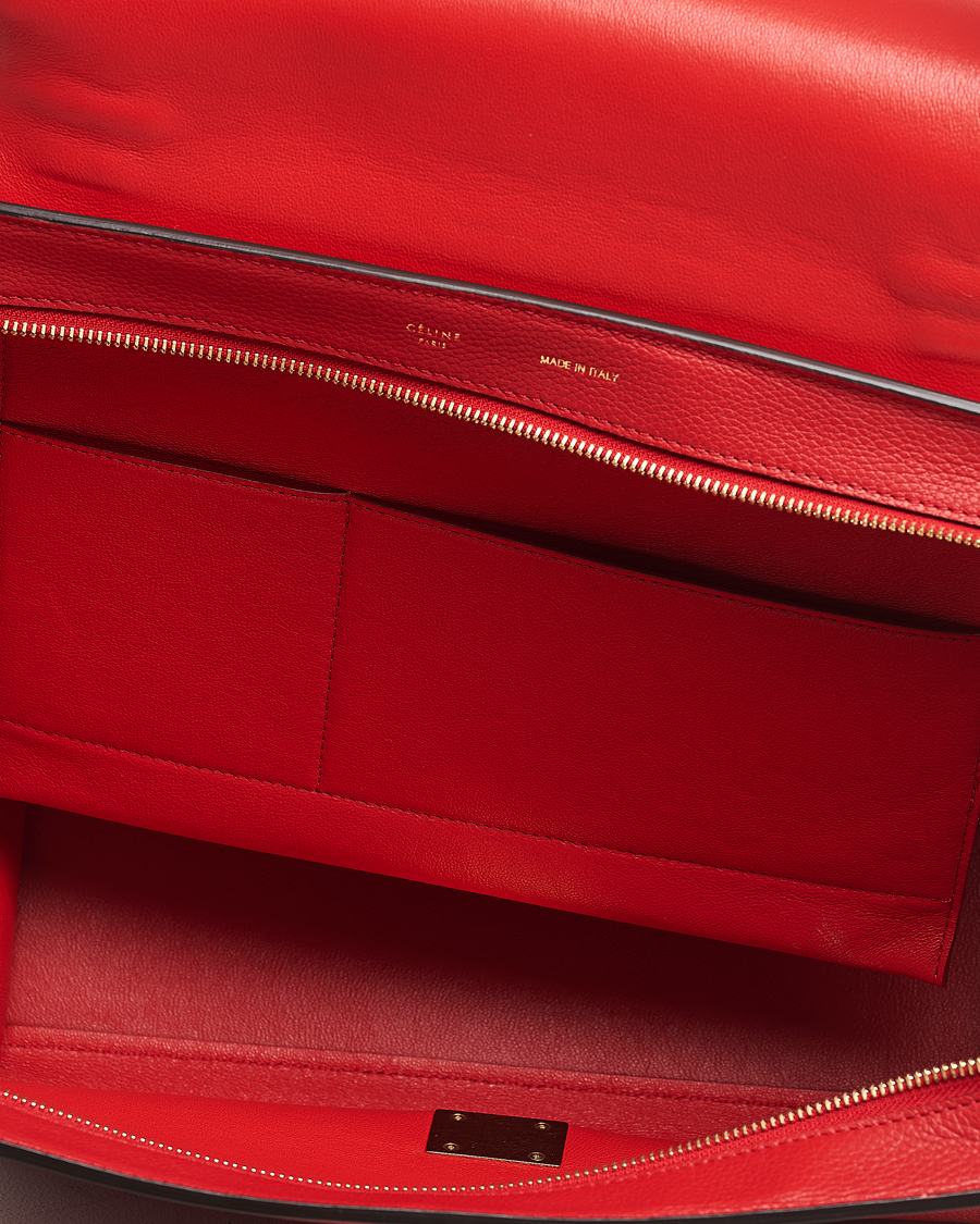 Men | Celine Pre-Owned Trapeze Leather Suede Handbag Red Medium | Celine Pre-Owned | Trapeze Leather Suede Handbag Red Medium