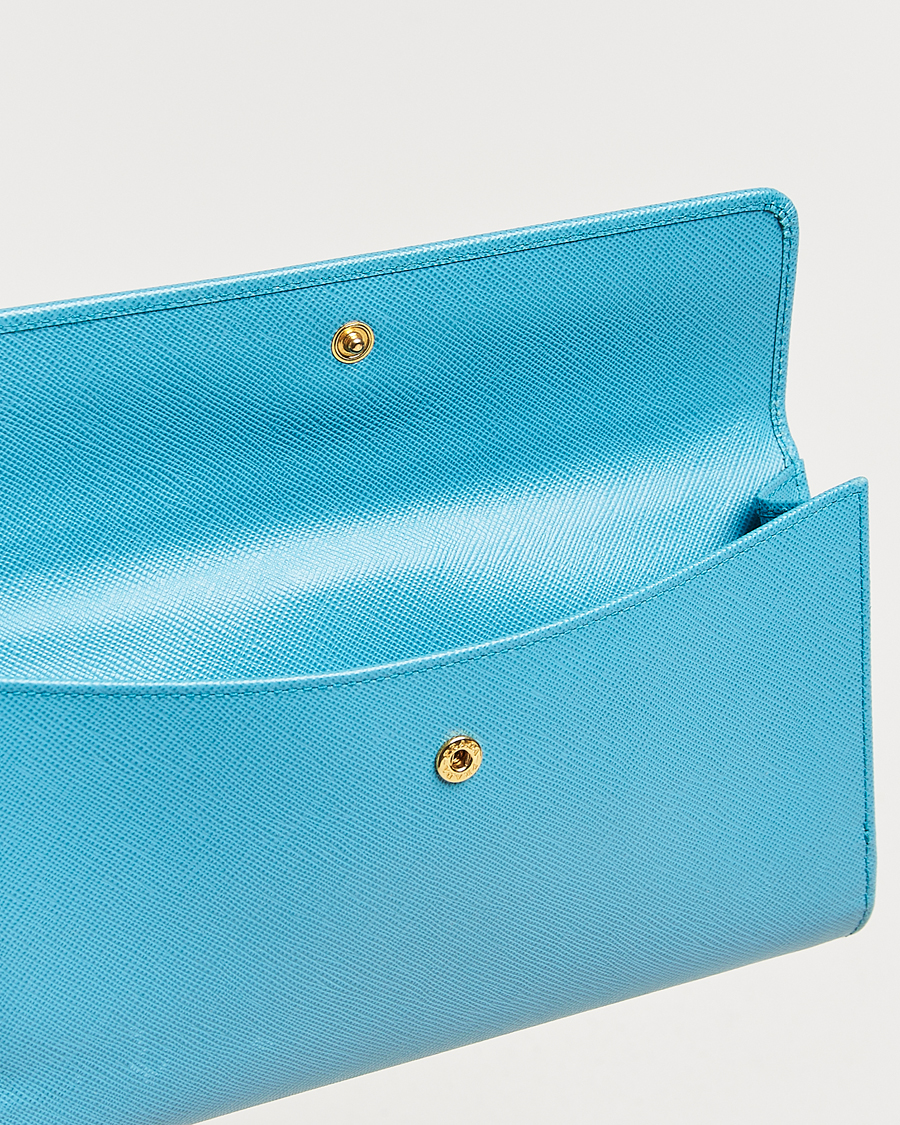 Men | Prada Pre-Owned Saffiano Leather Wallet Light Blue | Prada Pre-Owned | Saffiano Leather Wallet Light Blue