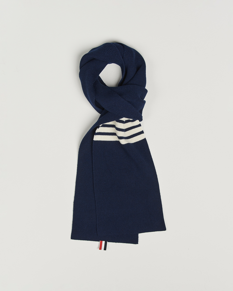 Men | Scarves | Thom Browne | Cashmere Rib Scarf Navy