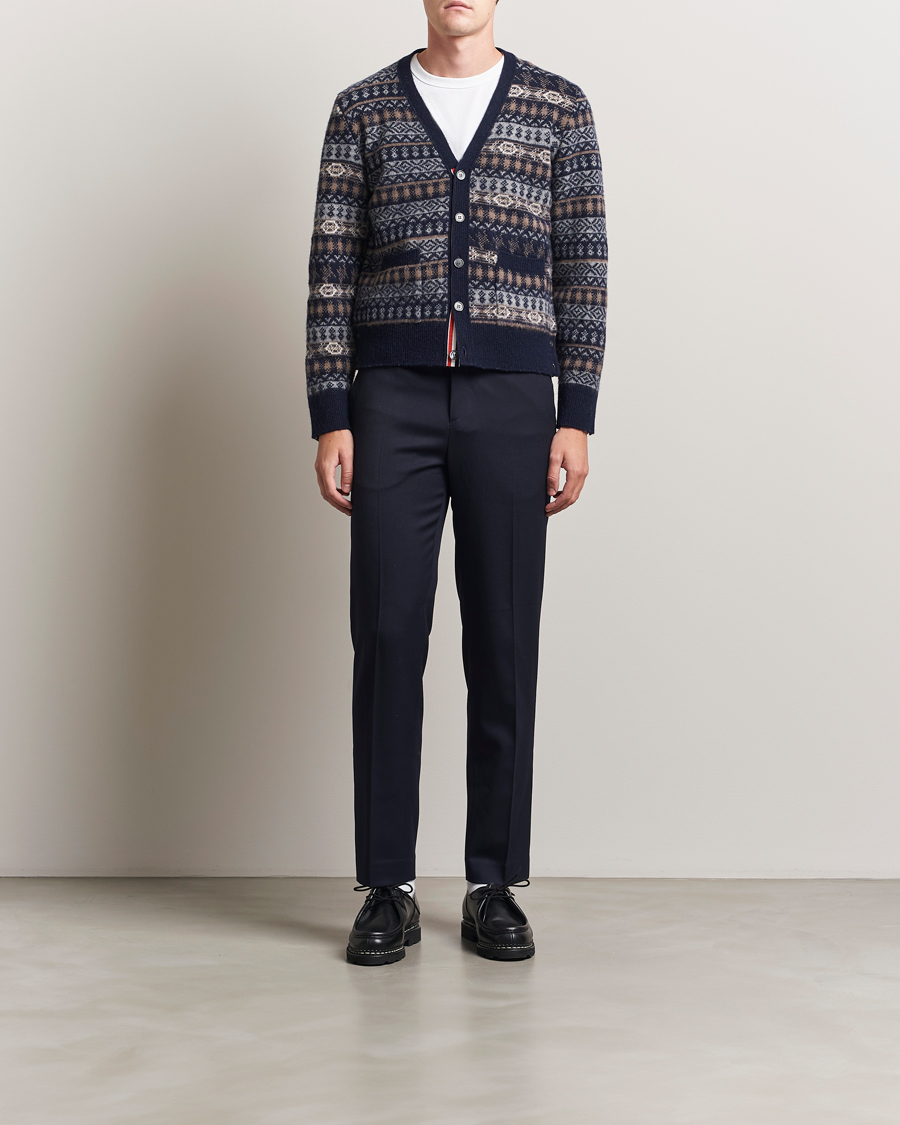 Men | Sweaters & Knitwear | Thom Browne | Fairisle Jacquard Cardigan Navy