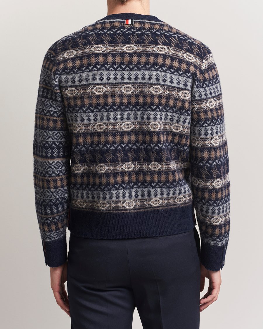 Men | Sweaters & Knitwear | Thom Browne | Fairisle Jacquard Cardigan Navy