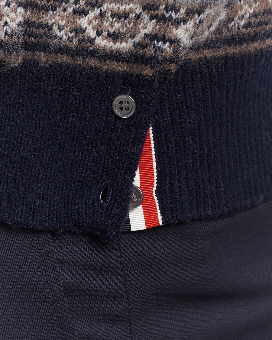 Men | Sweaters & Knitwear | Thom Browne | Fairisle Jacquard Cardigan Navy