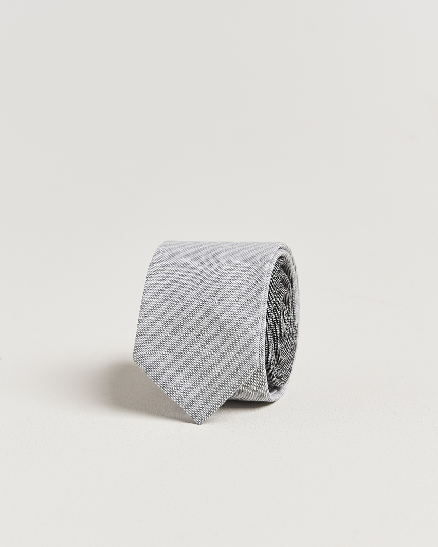 Men | Ties | Thom Browne | Uni Stripe Tie Light Grey