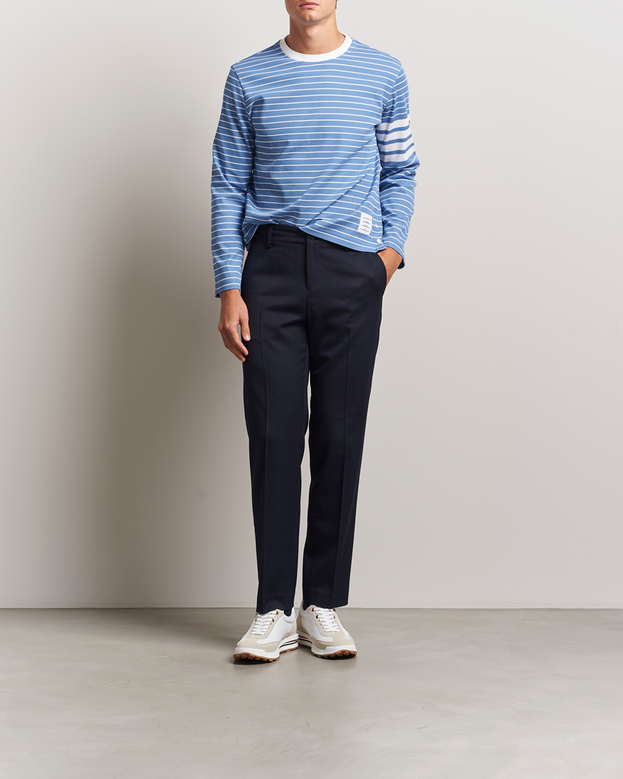 Men | T-Shirts | Thom Browne | Long Sleeve T-Shirt Blue/White