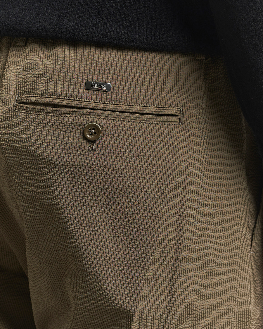 Men | Trousers | Herno | Seersucker Drawstring Pants Verde Green