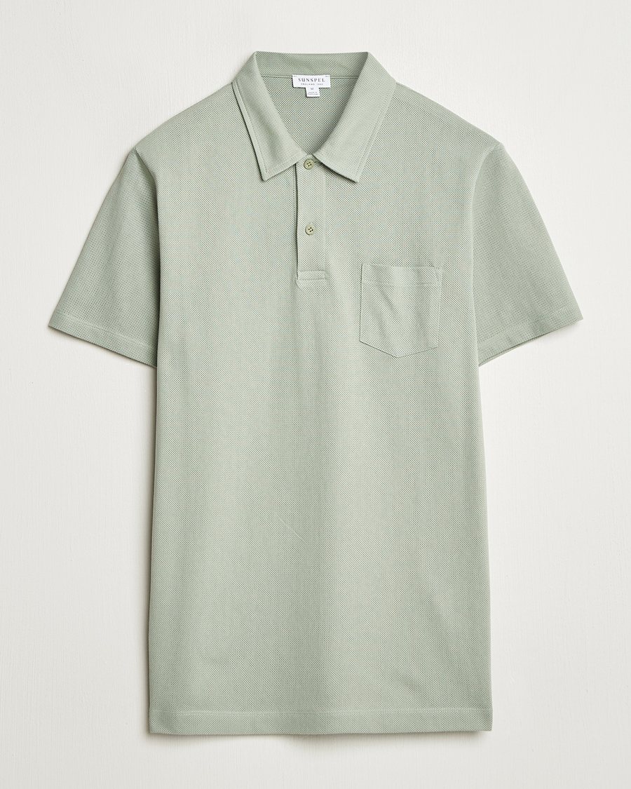 Men | Polo Shirts | Sunspel | Riviera Polo Shirt Pastel Green
