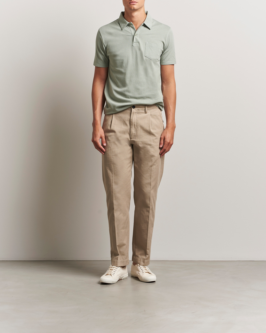 Men | Polo Shirts | Sunspel | Riviera Polo Shirt Pastel Green