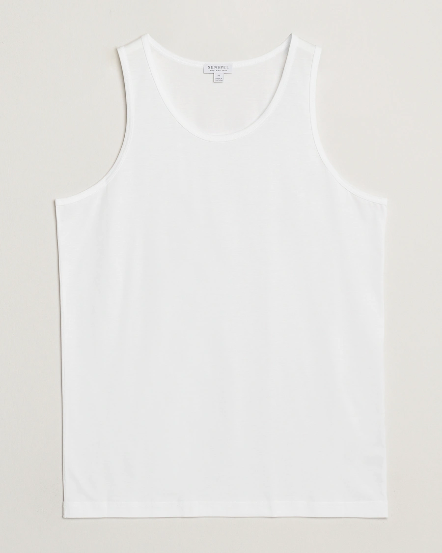 Men | T-Shirts | Sunspel | Superfine Cotton Underwear Vest White
