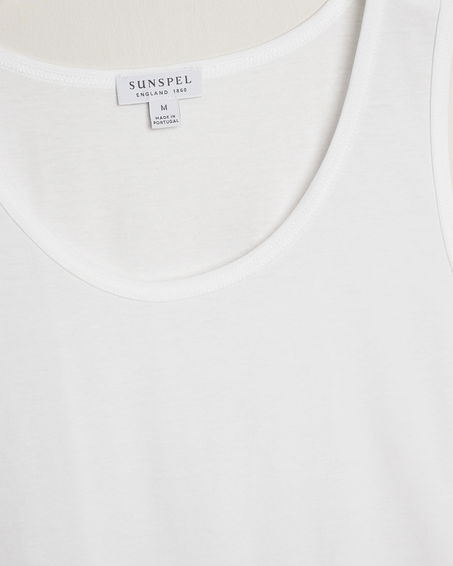 Men | T-Shirts | Sunspel | Superfine Cotton Underwear Vest White