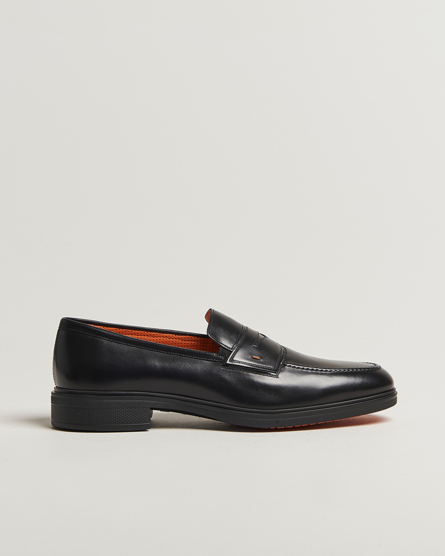 Men | Loafers | Santoni | Easy Penny Loafer Black Calf