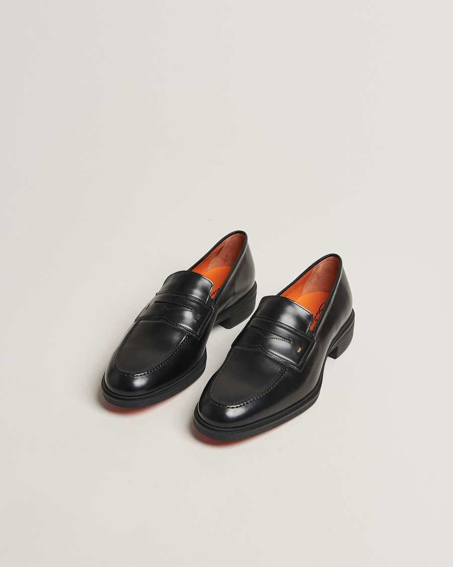 Men | Loafers | Santoni | Easy Penny Loafer Black Calf