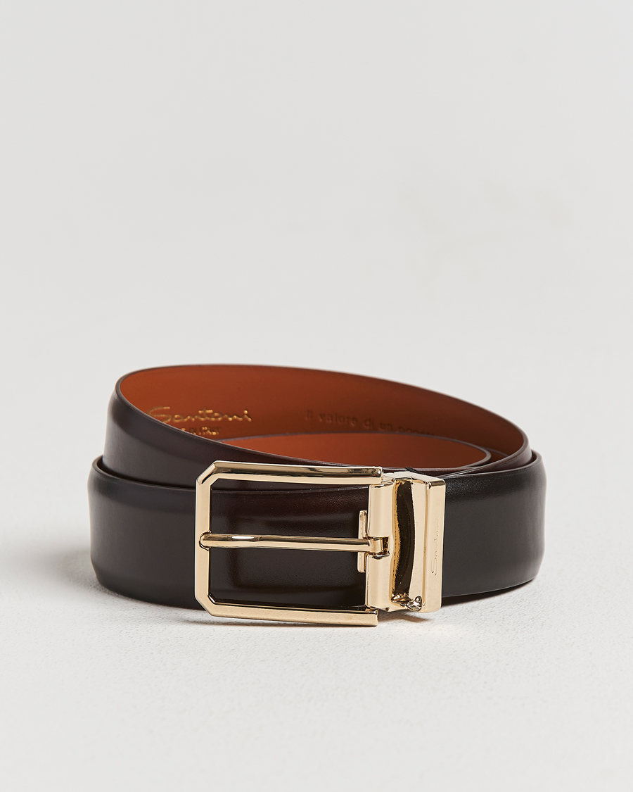 Men | Belts | Santoni | Classic Leather Belt Dark Brown Calf