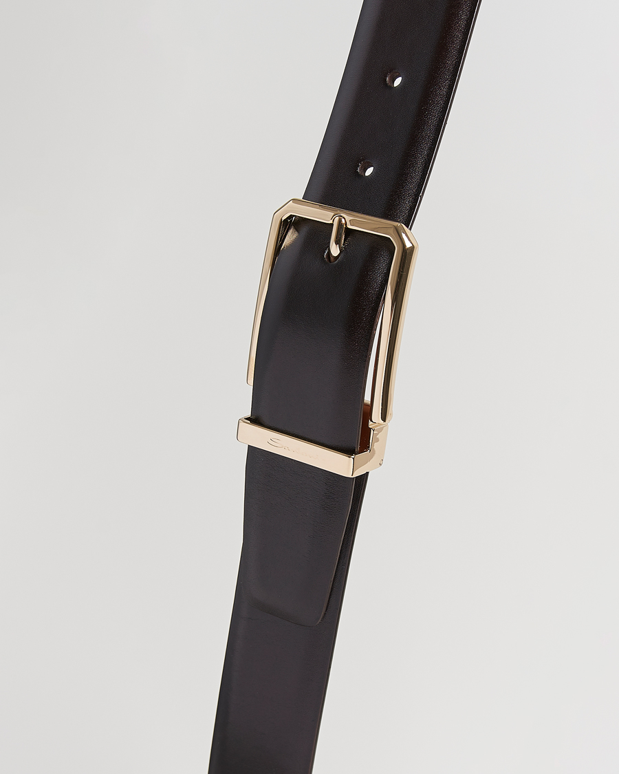Men | Belts | Santoni | Classic Leather Belt Dark Brown Calf