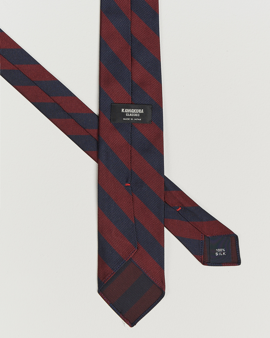 Men | Ties | Kamakura Shirts | Vintage Ivy Regimental Stripe Silk Tie Navy/Green
