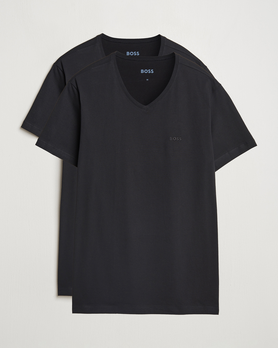Men | T-Shirts | BOSS BLACK | 2-Pack Relaxed Fit V-Neck T-Shirt Black