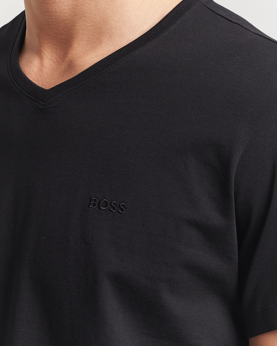Men | T-Shirts | BOSS BLACK | 2-Pack Relaxed Fit V-Neck T-Shirt Black