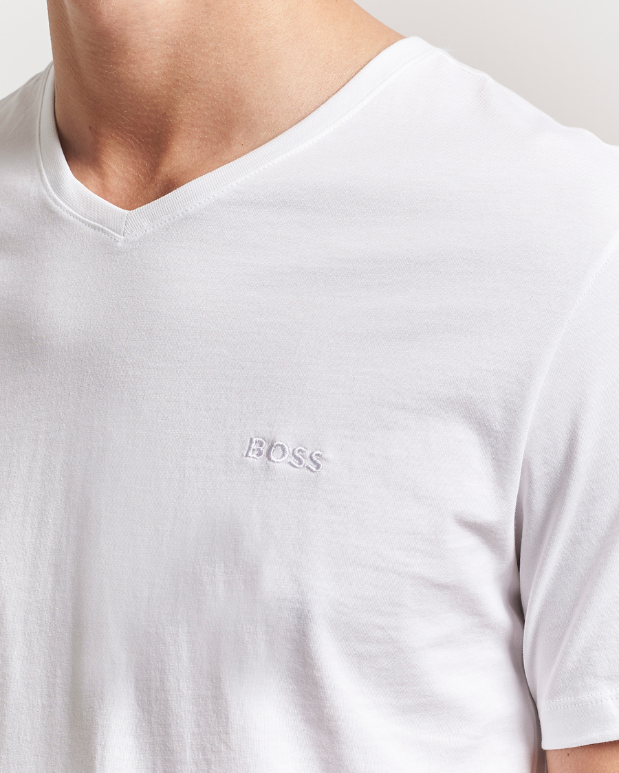 Men | T-Shirts | BOSS BLACK | 2-Pack Relaxed Fit V-Neck T-Shirt White
