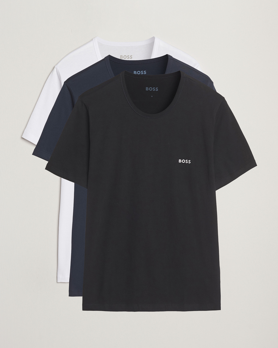 Men | T-Shirts | BOSS BLACK | 3-Pack Crew Neck T-Shirt White/Navy/Black