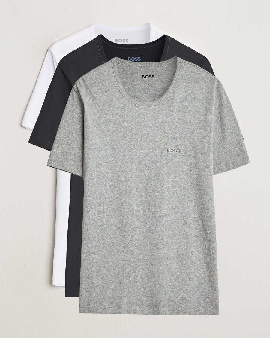 Men | T-Shirts | BOSS BLACK | 3-Pack Crew Neck T-Shirt White/Grey/Black
