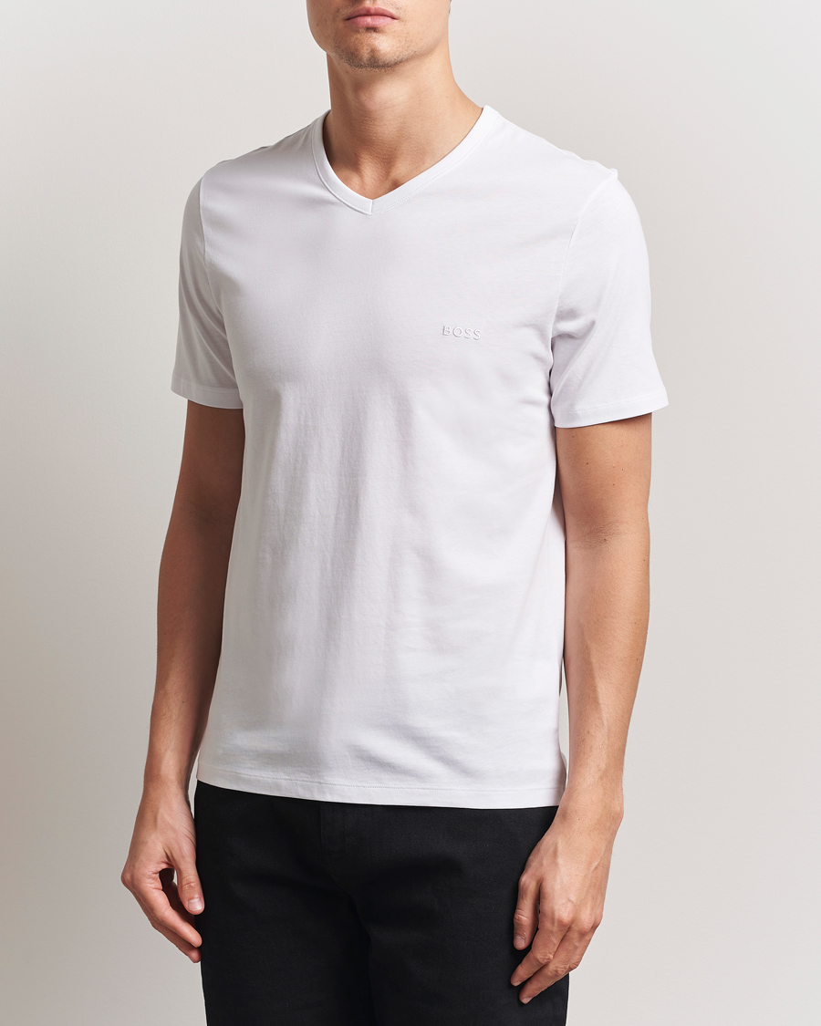 Men | T-Shirts | BOSS BLACK | 3-Pack V-Neck T-Shirt White