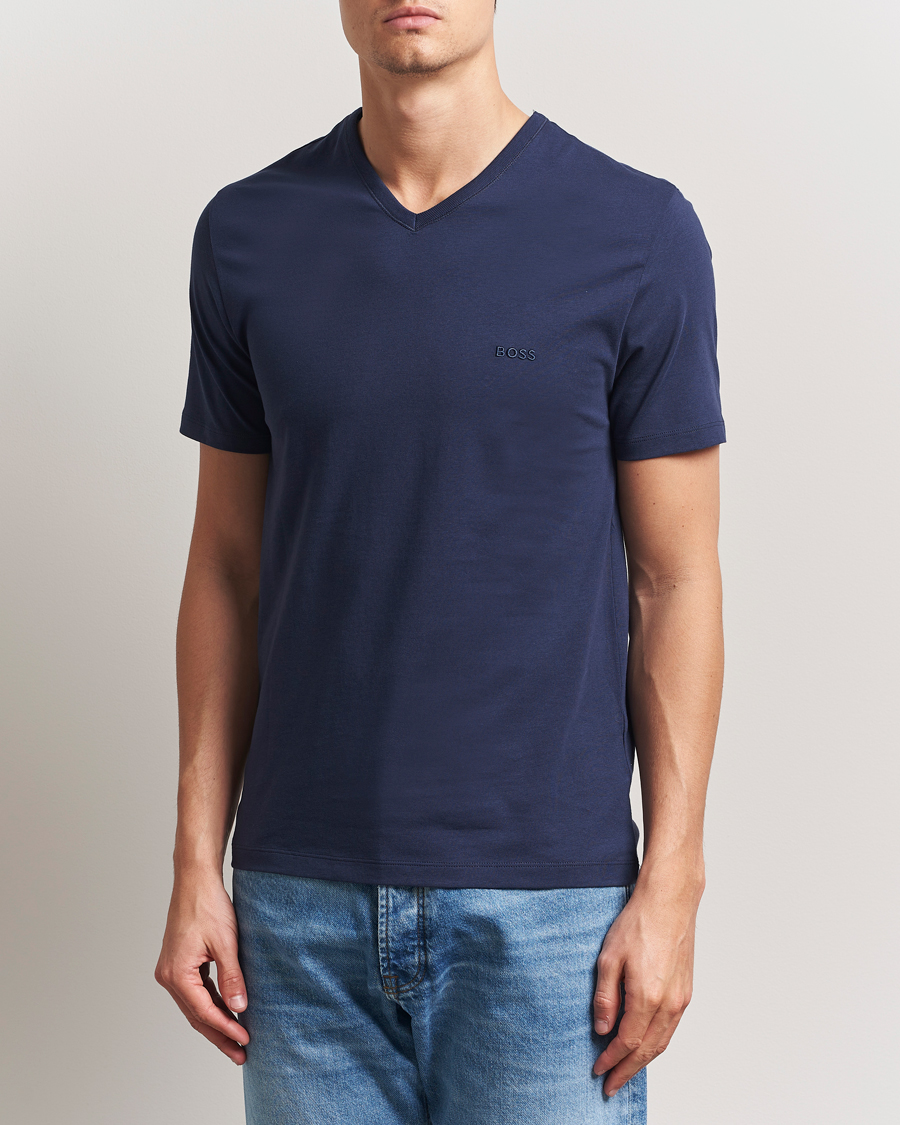 Men | T-Shirts | BOSS BLACK | 3-Pack V-Neck T-Shirt Black/Blue/Grey