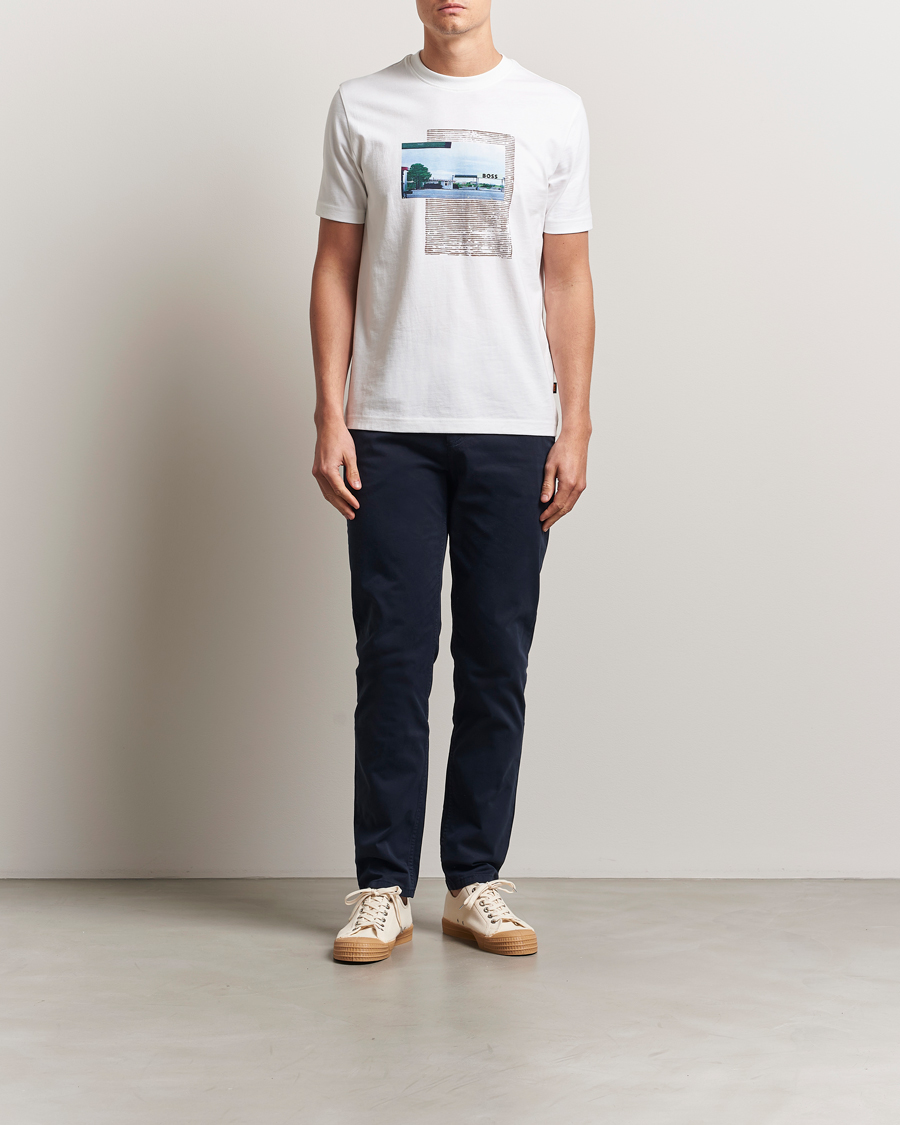 Men | Trousers | BOSS ORANGE | Tapered Fit Cotton Chinos Dark Blue