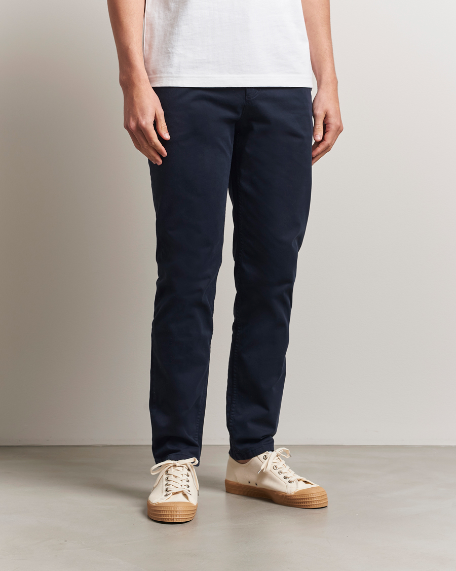 BOSS ORANGE Tapered Fit Cotton Chinos Dark Blue at CareOfCarl.com